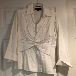 Jones New York white cotton blouse